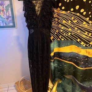 Zara long Lacey black dress